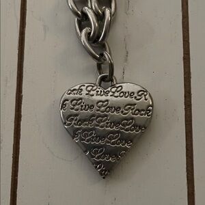 Hard Rock Cafe Silver Heart Charm Necklace
